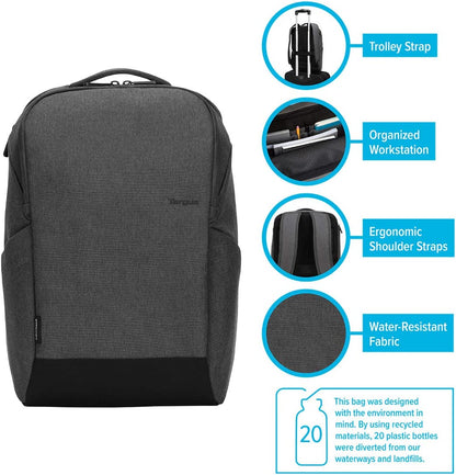 Targus Cypress Slim Backpack with EcoSmart Designed for Business Traveler and School fit up to 15.6-Inch Laptop/Notebook, Black (TBB584GL) Black Backpack