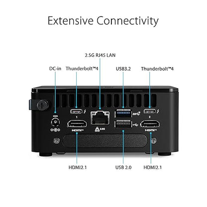 ASUS NUC 13 Pro Slim Barebone with Intel 13th Gen Core i7-1360P, Up to 64GB DDR4 RAM, Triple Storage Design, Thunderbolt™ 4, Wi-Fi 6E & Bluetooth 5.3, with VESA Mount Included Core i7 Slim|Barebones