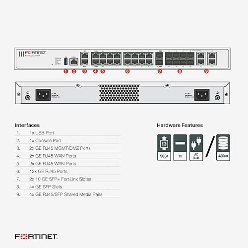 FORTINET Gate-100F Hardware Plus 24x7 FortiCare and Unified (UTM) Protection, FortiGate-100F + 24X7 UTM - 3YR