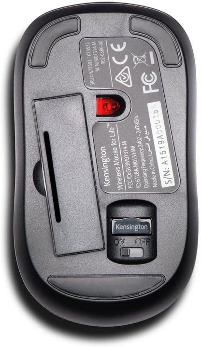 Kensington Silent Mouse-for-Life Wireless USB Mouse - Black (K72392US)