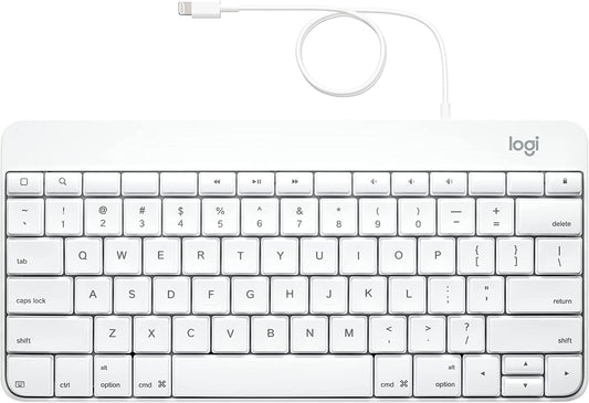 Logitech Wired Keyboard for iPad with Lightning Connector – White Lightning Connector Standard Packaging