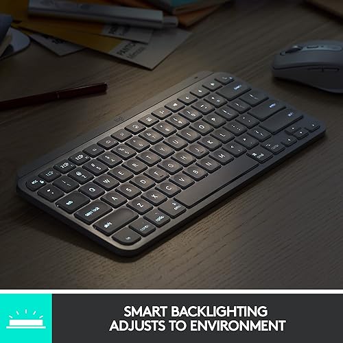 Logitech MX Keys Mini Wireless Illuminated Keyboard for Business, Compact, Logi Bolt Technology, Backlit, Rechargeable, Globally Certified, Windows/Mac/Chrome/Linux - Graphite