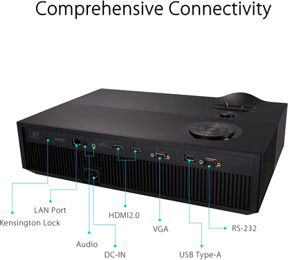 ASUS H1 1080P LED Projector - Full HD, 3000 Lumens, 120 Hz, 125% Rec. 709, 125% sRGB, Crestron Connected Certified, 10W Built-in Speaker, HDMI, Compatible with PS5 &amp; Xbox Series X/S