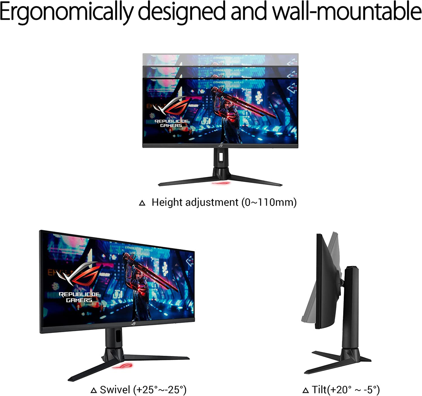 ASUS ROG Strix 29.5” 21:9 HDR Gaming Monitor (XG309CM) - WFHD (2560 x 1080), Fast IPS, 220Hz, 1ms, Extreme Low Motion Blur Sync, G-SYNC Compatible, Tripod socket for streaming, USB Type-C, KVM support