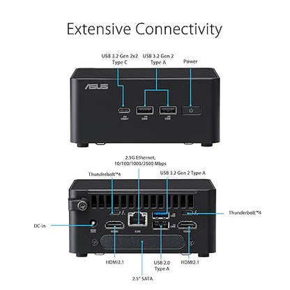 ASUS NUC 14 Pro Tall Barebone with Intel 14th Generation Core 3 100U, Up to 96GB DDR5 RAM, Triple Storage Design, Thunderbolt™ 4, Wi-Fi 6E and Bluetooth 5.3, Tool-less Chassis Access, with Core 3 Tall|Barebones