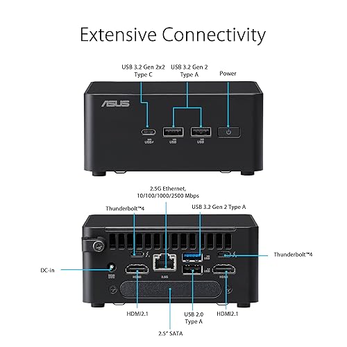 ASUS NUC 14 Pro Slim Barebone with Intel 14th Generation Core 3 100U, Up to 96GB DDR5 RAM, Triple Storage Design, Thunderbolt™ 4, Wi-Fi 6E and Bluetooth 5.3, Tool-less Chassis Access, Incl Core 3 Slim|Barebones