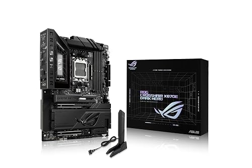 ASUS ROG Crosshair X870E Dark Hero AM5 ATX Motherboard, DDR5, DIMM Fit, WiFi 7, 10Gb & 5Gb LAN, PCIe 5.0, 5X M.2, 2X USB4, AIO Q-Connector, 3-Year Warranty Dark Hero ATX