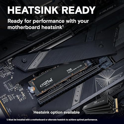 New 2024 Crucial T705 1TB PCIe Gen5 NVMe M.2 SSD - Up to 13,600 MB/s - Game Ready - Internal Solid State Drive (PC) - +1mo Adobe CC - CT1000T705SSD3 1TB T705