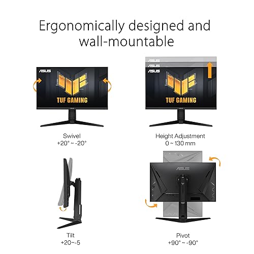 ASUS TUF Gaming 27” 1440P Gaming Monitor (VG27AQML1A) - QHD (2560 x 1440), 260Hz, 1ms, Fast IPS, Extreme Low Motion Blur Sync, G-SYNC compatible, FreeSync Premium, Variable Overdrive, DisplayHDR 40 27" Fast IPS QHD 260Hz G-SYNC Height Adjust Monitor