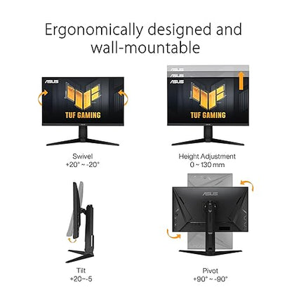 ASUS TUF Gaming 27” 1440P Gaming Monitor (VG27AQML1A) - QHD (2560 x 1440), 260Hz, 1ms, Fast IPS, Extreme Low Motion Blur Sync, G-SYNC compatible, FreeSync Premium, Variable Overdrive, DisplayHDR 40 27" Fast IPS QHD 260Hz G-SYNC Height Adjust Monitor