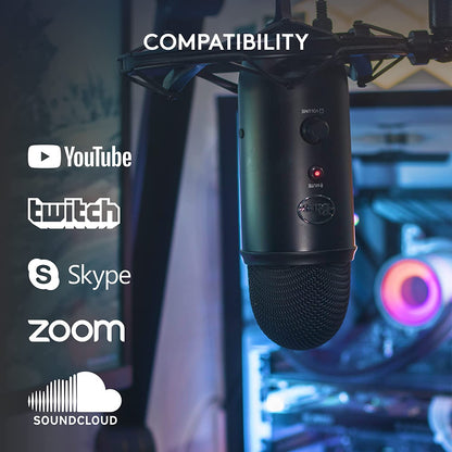 Logitech Blue Yeti USB Microphone for PC, Mac, Gaming, Recording, Streaming, Podcasting, Studio and Computer Condenser Mic with Blue VO!CE effects, 4 Pickup Patterns, Plug and Play – Blackout Blackout Microphone
