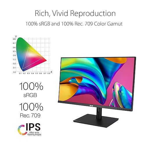 ASUS ProArt Display 31.5” 1440P Monitor (PA328QV) – IPS, QHD (2560 x 1440), 100% sRGB, 100% Rec.709, Color Accuracy ?E < 2, Calman Verified, DisplayPort, HDMI, USB Hub, Height Adjustable,Black