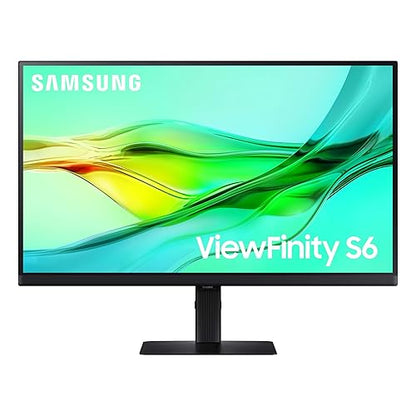SAMSUNG 27" ViewFinity S6 (S60UD) Series QHD High Resolution Computer Monitor, 100Hz, HDR10, USB-C, Built-in LAN Port, Daisy Chain Support, Easy Setup, Height Adjustable Stand, LS27D606UANXGO, 2024