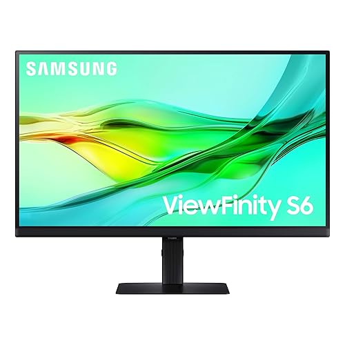 SAMSUNG 27" ViewFinity S6 (S60UD) Series QHD High Resolution Computer Monitor, 100Hz, HDR10, USB-C, Built-in LAN Port, Daisy Chain Support, Easy Setup, Height Adjustable Stand, LS27D606UANXGO, 2024