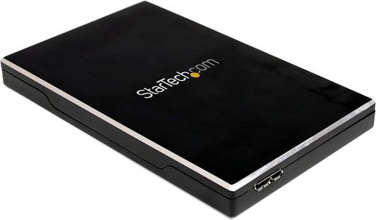 StarTech.com 2.5in USB 3.0 SSD SATA Hard Drive Enclosure - Storage enclosure with power indicator - 2.5" - SATA 3Gb/s - 3 Gbit/s - USB 3.0 - black (SAT2510BU32) 0.4" x 3" x 4.7"