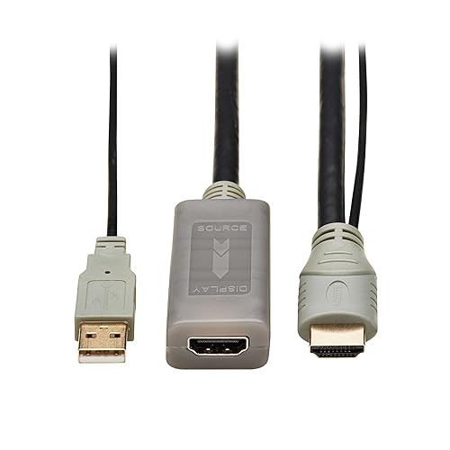 Tripp Lite 4K HDMI Extender Extension Cable 20 Feet with Active Repeater, Male-to-Female Adapter, 60Hz HDR 4:4:4, Plug and Play, HDCP 2.2, TAA Compliant, 3-Year Warranty (P569-020-MF-ACT)