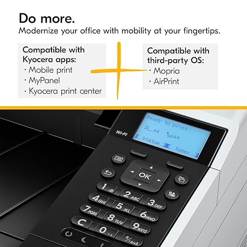 KYOCERA ECOSYS PA4000wx B/W Wireless Laser Printer. Up to 42ppm and High-Speed Gigabit Ethernet. Mobile Capabilities