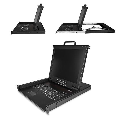StarTech.com Rackmount KVM Console - Single Port VGA KVM with 17 LCD Monitor for Server Rack - Fully Featured Universal 1U LCD KVM Drawer w/Cables & Hardware - USB Support - 50,000 MTBF (RKCONS1701) 17 in | Single Port KVM