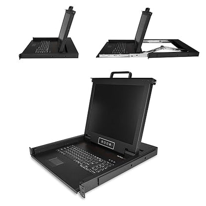 StarTech.com Rackmount KVM Console - Single Port VGA KVM with 17 LCD Monitor for Server Rack - Fully Featured Universal 1U LCD KVM Drawer w/Cables & Hardware - USB Support - 50,000 MTBF (RKCONS1701) 17 in | Single Port KVM