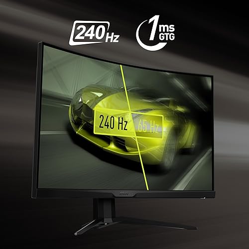 MSI MAG325CQRXF, 32 Rapid VA Gaming Monitor, 2560 x 1440 (QHD) Curved Gaming Monitor, 1 ms, 240Hz, FreeSync, HDR400, 1000R, HDMI, DisplayPort, Tilt and Height Adjustable.,Black