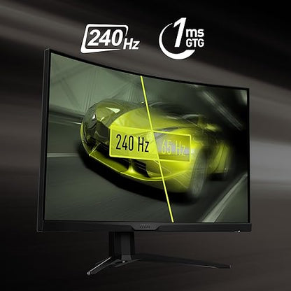 MSI MAG325CQRXF, 32 Rapid VA Gaming Monitor, 2560 x 1440 (QHD) Curved Gaming Monitor, 1 ms, 240Hz, FreeSync, HDR400, 1000R, HDMI, DisplayPort, Tilt and Height Adjustable.,Black