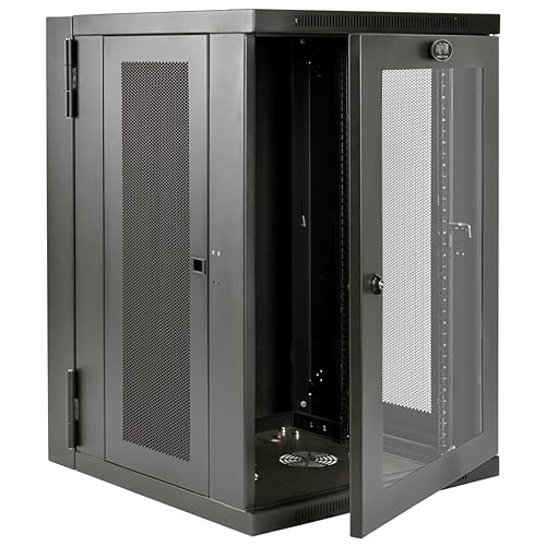 Tripp Lite 18U Wall Mount Rack Enclosure Server Cabinet with Acrylic Glass Door, Hinged Back, 24.5 Deep, UPS-Depth 18U Hinged + Glass Door