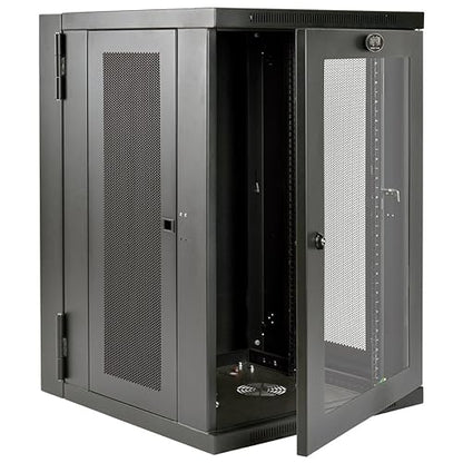 Tripp Lite 18U Wall Mount Rack Enclosure Server Cabinet with Acrylic Glass Door, Hinged Back, 24.5 Deep, UPS-Depth 18U Hinged + Glass Door