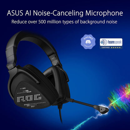 ASUS ROG Delta S Animate Gaming Headset | Customizable Anime Matrix LED Display, AI Noise-Canceling Mic, Hi-Res ESS 9281 Quad DAC, Lightweight, USB-C, for PC, Mac, PS5, Switch and Mobile Devices Delta S Animate (Wired) Black