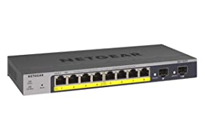 NETGEAR 8-Port PoE Gigabit Ethernet Smart Switch (GS110TP) - Managed with 8 x PoE+ @ 55W, 2 x 1G SFP, Desktop 8-Port | 8xPoE+ 55W | 2xSFP