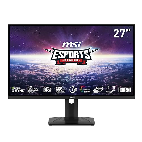 MSI MAG274UPF, 27 3840 x 2160 (UHD), 4K Rapid IPSGaming Monitor, 1 ms, 144Hz, FreeSync Premium, HDR400, G-Sync Compatible, HDMI, DisplayPort, Tilt, Swivel, Pivot and Height Adjustable.