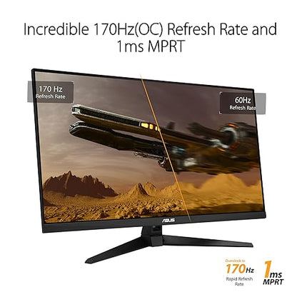 ASUS TUF Gaming 32” (31.5-inch viewable) 1080P Gaming Monitor (VG328QA1A) - Full HD, 170Hz, 1ms, Extreme Low Motion Blur, FreeSync Premium, Eye Care, Shadow Boost, HDMI, Tilt Adjustable