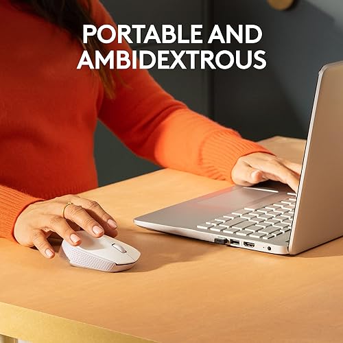 Logitech M170 Wireless Mouse for PC, Mac, Laptop, 2.4 GHz with USB Mini Receiver, Optical Tracking, 12-Months Battery Life, Ambidextrous - Off White