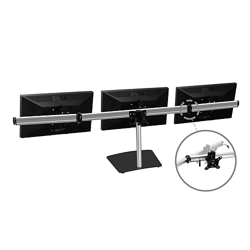 SIIG Premium Aluminum Triple Monitor Stand - Adjustable Height 3 Monitors 13 to 27 17.6 lbs Each VESA 75 and 100 Compatible Full Motion (CE-MT2111-S1)