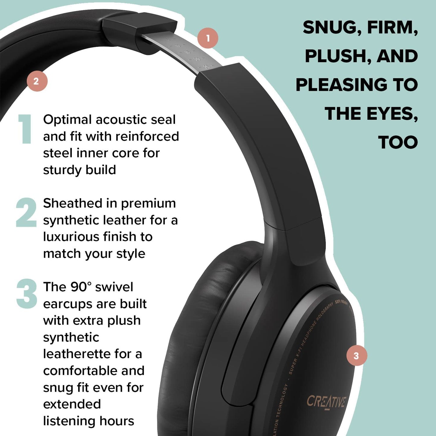 Creative Zen Hybrid (Black) Wireless Over-Ear Headphones with Hybrid Active Noise Cancellation, Ambient Mode, Up to 27 Hours (ANC On), Bluetooth 5.0, AAC, Built-in Mic, Foldable