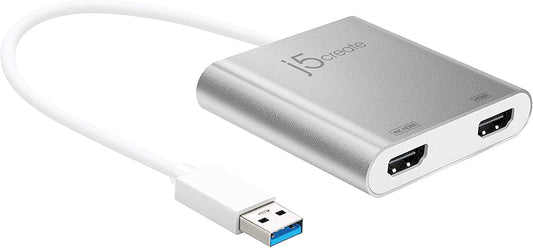 J5 create j5create USB to HDMI Adapter - Dual HDMI USB 3.0 Multi-Monitor Cable | 4K Ultra HD | Compatible with Microsoft 7, 8.1, 10 / Mac OS X v10.6 and Above