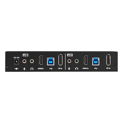 Black Box KVM Switch - UHD 4K, Dual-Monitor, HDMI/DisplayPort, USB 3.2 Gen 1, USB Type C, Audio, 2-Port - 2 Computer(s) - 4K UHD - 3840 x 2160 - 50 Hz, 60 Hz - 5 x USB - 2 x HDMI - DisplayPort
