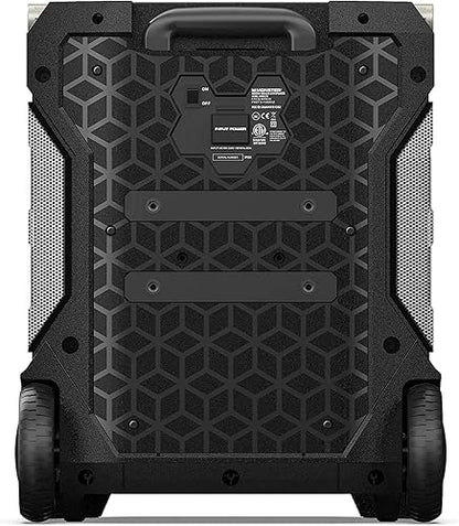 Monster Rockin' Roller 270 Portable Indoor/Outdoor Wireless Speaker, 200 Watts, Up to 100 Hours Playtime, IPX4 Water Resistant, Qi Charger, Connect to Another TWS Speaker
