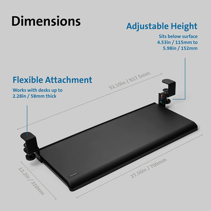 Kensington SmartFit Clamp-On Keyboard Drawer Clamp-On KB Drawer
