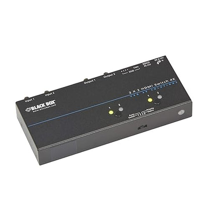 Black Box 4K HDMI Matrix Switch - 2 x 2 - 4096 x 2160 - 4K - 2 x 2 - Display, Blu-ray Disc Player, A/V Receiver, Computer, TV - 2 x HDMI Out