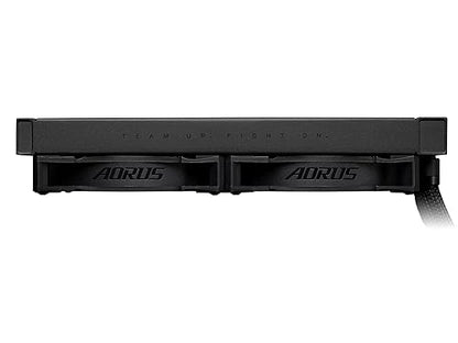 AORUS WATERFORCE X 240 AIO Liquid CPU Cooler, Rotatable Circular LCD Display with Micro SD Support, 240mm Radiator with 2X 120mm Low Noise ARGB Fans, Compatible with Intel LGA1700