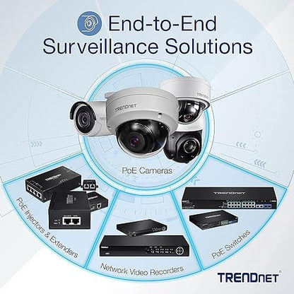 TRENDnet Indoor/Outdoor 4MP H.265 PoE IR Bullet Network Camera, TV-IP1328PI, 2560 x 1440, Security Camera with Night Vision up to 30m (98 ft), IP67 Rated, Free iOS and Android Mobile Apps No Micro SD Slot Camera