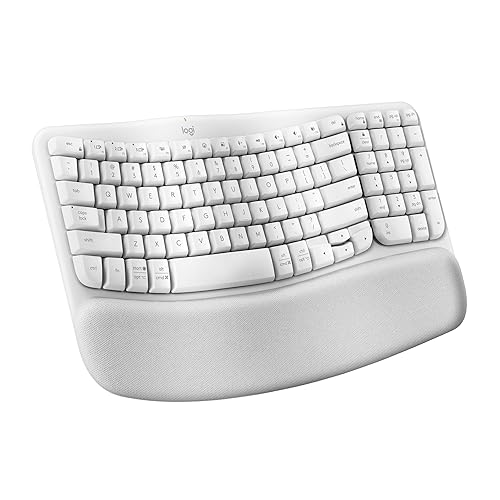 Logitech Wave Keys Wireless Ergonomic Keyboard with Cushioned Palm Rest, Comfortable Natural Typing, Easy-Switch, Bluetooth, Logi Bolt Receiver, for Multi-OS, Windows/Mac - Off White English Keyboard Off White