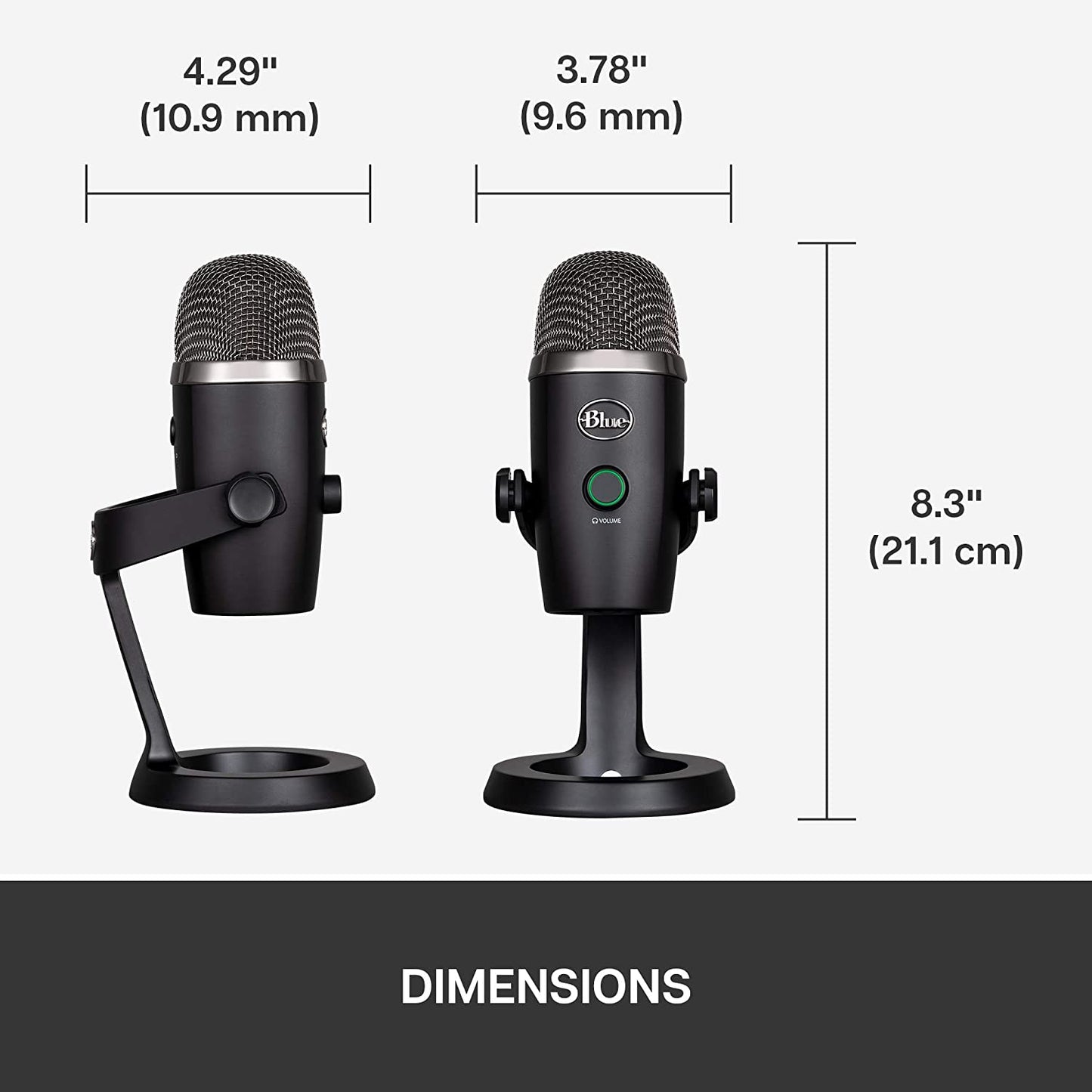 Blue microphones Blue Yeti Nano Premium USB Microphone for Recording, Streaming, Gaming, Podcasting on PC and Mac, Condenser Mic with Blue VO!CE Effects, Cardioid and Omni, No-Latency Monitoring - Blackout Blackout Microphone
