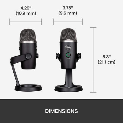 Blue microphones Blue Yeti Nano Premium USB Microphone for Recording, Streaming, Gaming, Podcasting on PC and Mac, Condenser Mic with Blue VO!CE Effects, Cardioid and Omni, No-Latency Monitoring - Blackout Blackout Microphone
