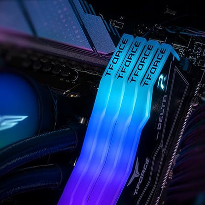TEAMGROUP T-FORCE DELTA RGB DDR5 Ram 64GB (2x32GB) 6000MHz PC5-48000 CL38 Intel XMP 3.0 & AMD Expo Compatible Desktop Memory Module Ram Black FF3D564G6000HC38ADC01 64GB(2x32GB) DDR5 6000MHZ 38-38-38-78 Black