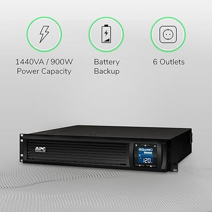 APC UPS 1500VA Smart-UPS with SmartConnect, Pure Sinewave UPS Battery Backup, Line Interactive, 120V Uninterruptible Power Supply, Rackmount UPS (SMC1500-2UC) 1500VA Rack Mount Smart-UPS