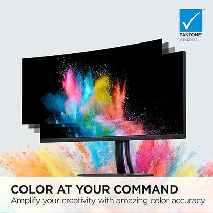 ViewSonic VP3456A 34 Inch UltraWide QHD 1440p Curved Monitor with ColorPro 100% sRGB REC 709, 14-bit 3D LUT, 100W USB C, HDMI, DisplayPort and USB Hub for Professional Home and Office