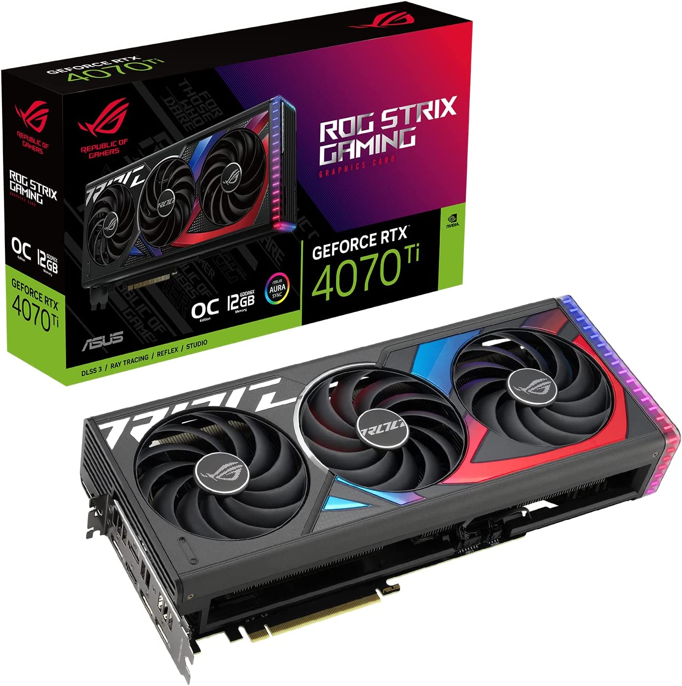 ASUS ROG Strix NVIDIA GeForce RTX™ 4070 Ti OC Edition Gaming Graphics Card (PCIe 4.0, 12GB GDDR6X, HDMI 2.1a, DisplayPort 1.4a)