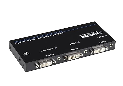 Black Box DVI-D Splitter with Audio and HDCP, 1 x 2