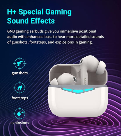 Edifier Hecate GM3 True Wireless Earbuds -60ms Low Latency - PixArt Bluetooth 5.0 Auto Pairing - IP55 Water Proof-Touch Enabled-White